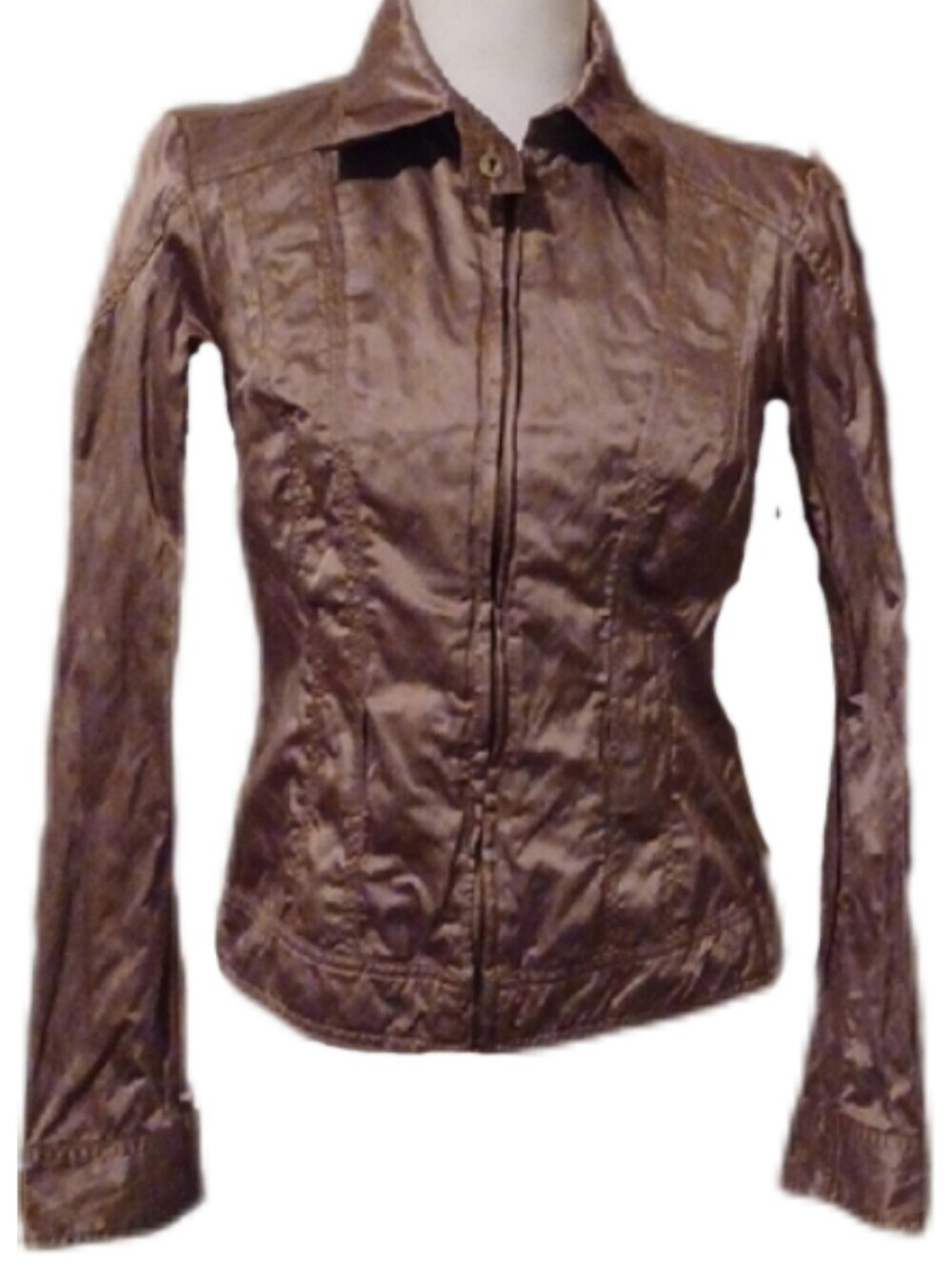 << Cache Shiny Bronze Satin Jacket And Pants Women's Size 4